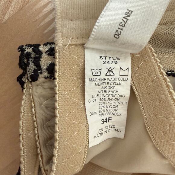 Frederick’s of Hollywood Beige Black Lace Underwire Bra | 34F - Picture 6 of 6